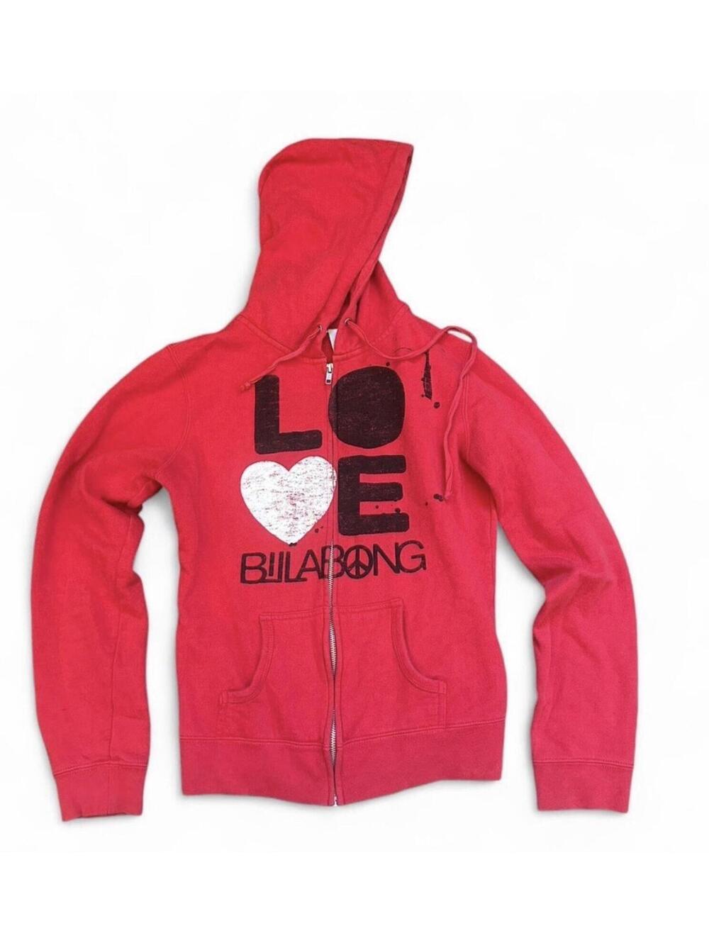 red Billabong Women’s full zip hoodie sweatshirt w/ pockets M